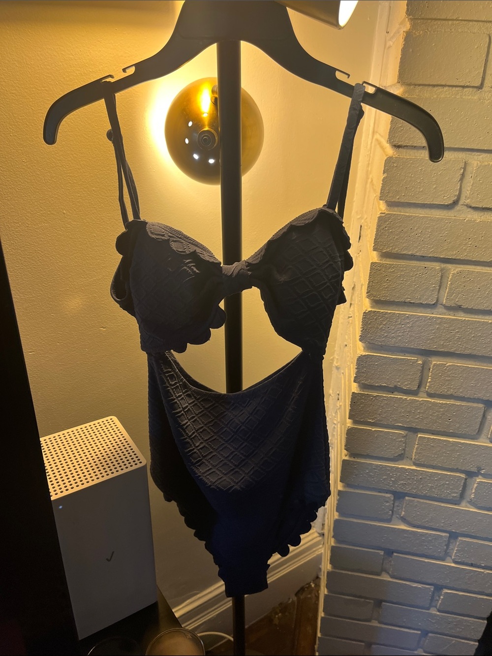 Cupshe Dark Navy Textured Bandeau One-Piece